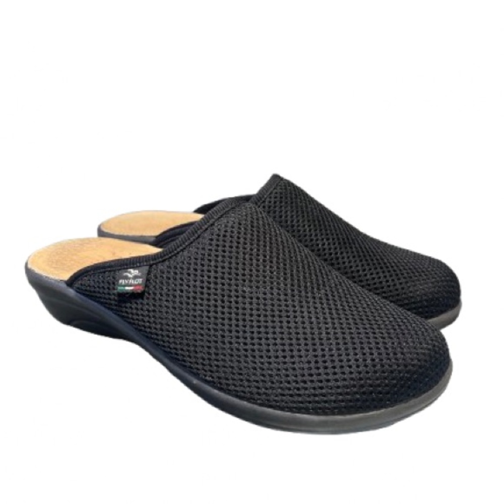 FLY FLOT Made In Italy Leather Mesh Clogs Black sz 40